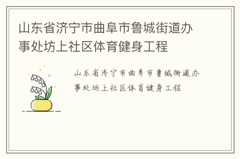 山东省济宁市曲阜市鲁城街道办事处坊上社区体育健身工程