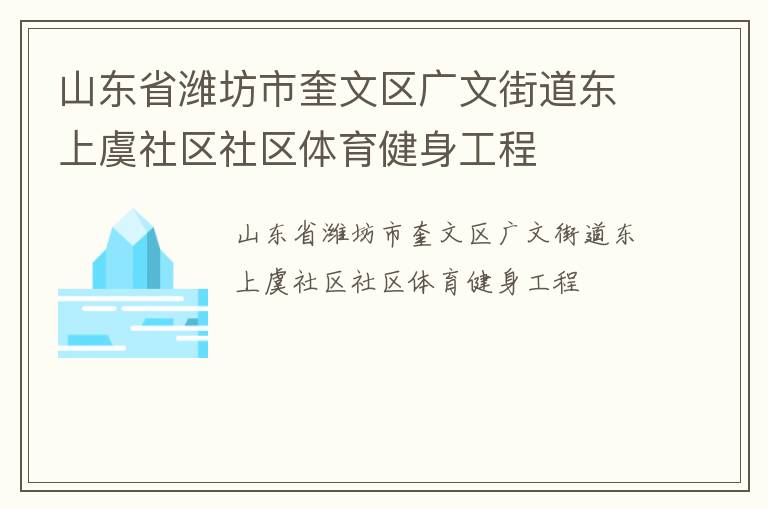 山东省潍坊市奎文区广文街道东上虞社区社区体育健身工程