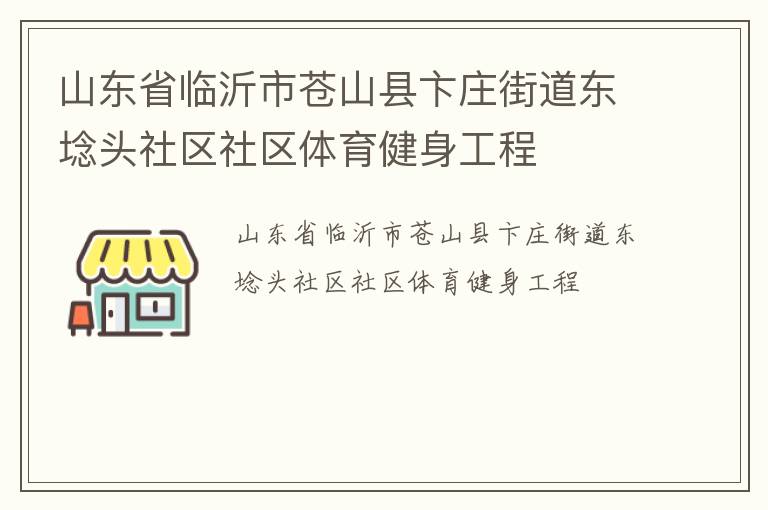 山东省临沂市苍山县卞庄街道东埝头社区社区体育健身工程