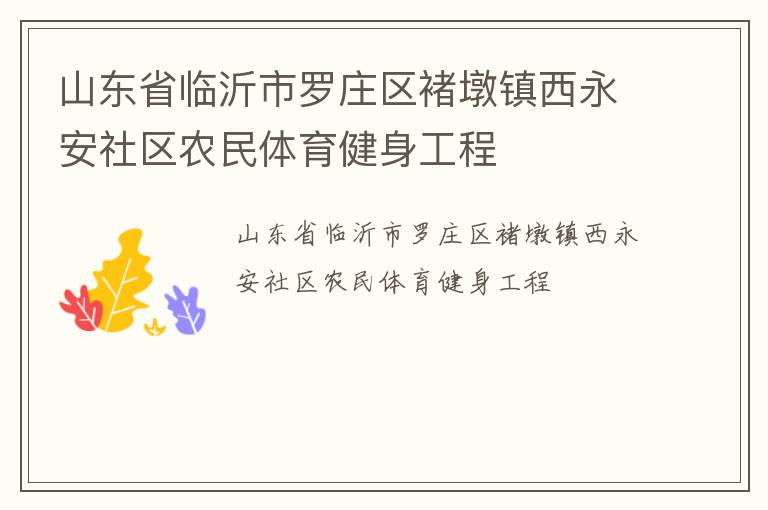 山东省临沂市罗庄区褚墩镇西永安社区农民体育健身工程