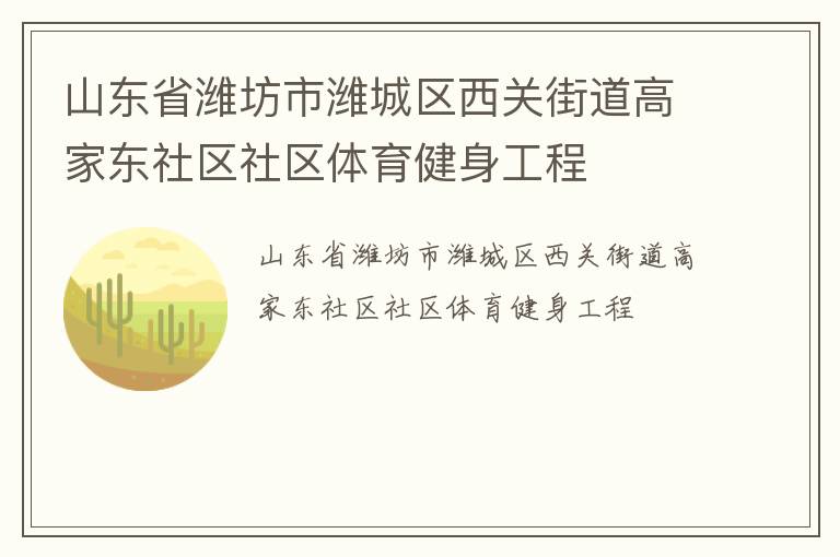 山东省潍坊市潍城区西关街道高家东社区社区体育健身工程