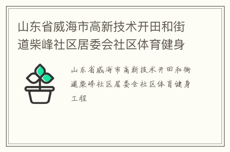 山东省威海市高新技术开田和街道柴峰社区居委会社区体育健身工程