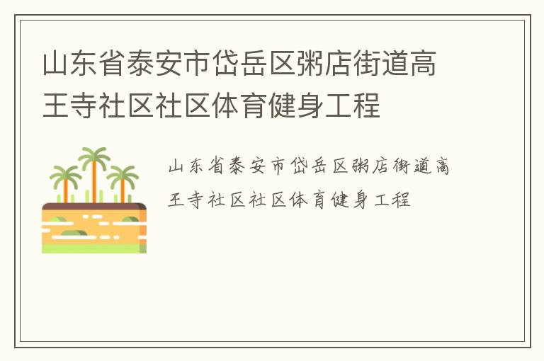 山东省泰安市岱岳区粥店街道高王寺社区社区体育健身工程
