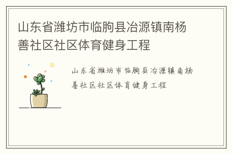 山东省潍坊市临朐县冶源镇南杨善社区社区体育健身工程