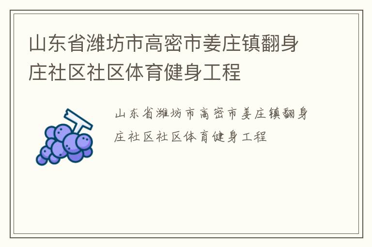 山东省潍坊市高密市姜庄镇翻身庄社区社区体育健身工程