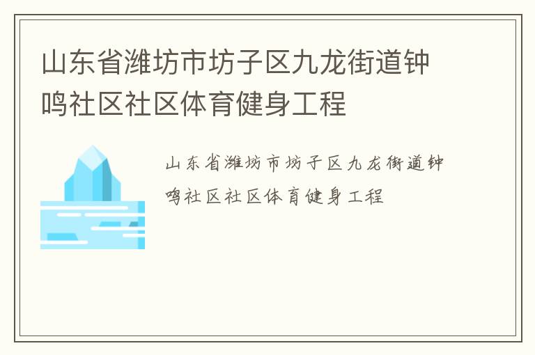 山东省潍坊市坊子区九龙街道钟鸣社区社区体育健身工程