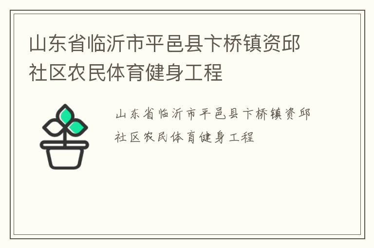 山东省临沂市平邑县卞桥镇资邱社区农民体育健身工程
