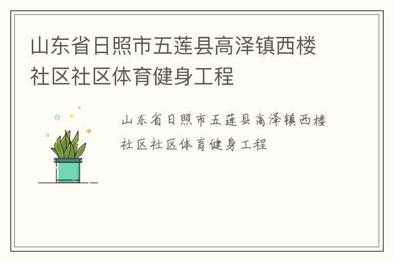 山东省日照市五莲县高泽镇西楼社区社区体育健身工程