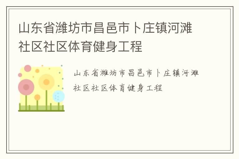 山东省潍坊市昌邑市卜庄镇河滩社区社区体育健身工程