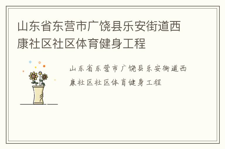 山东省东营市广饶县乐安街道西康社区社区体育健身工程