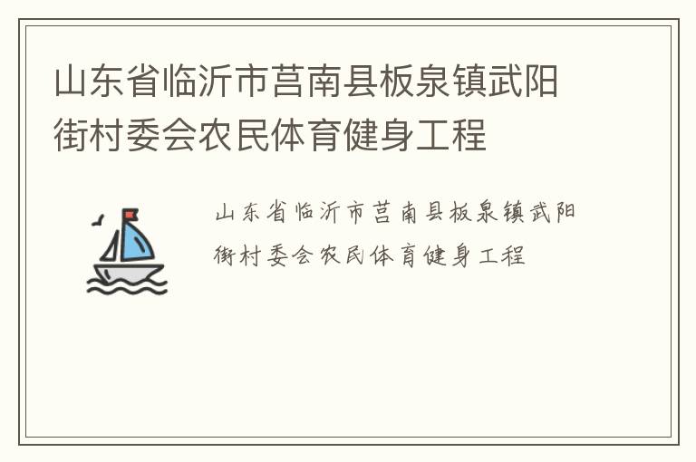 山东省临沂市莒南县板泉镇武阳街村委会农民体育健身工程