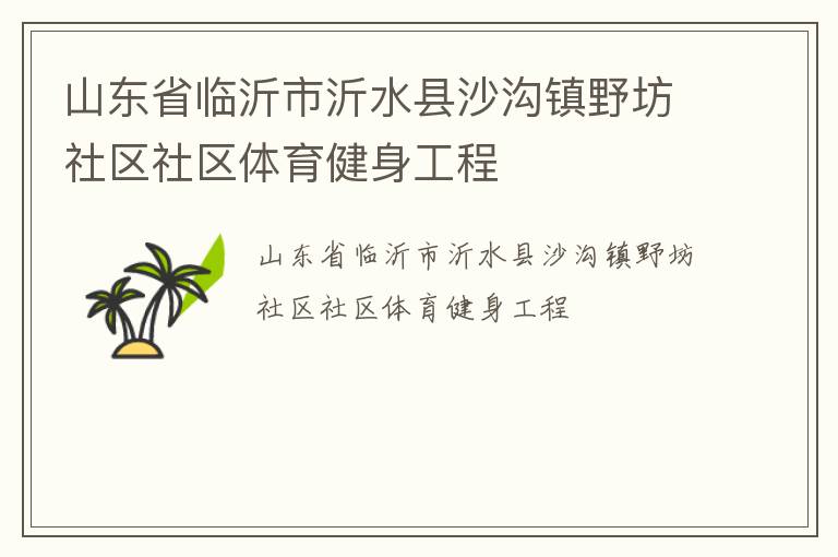 山东省临沂市沂水县沙沟镇野坊社区社区体育健身工程
