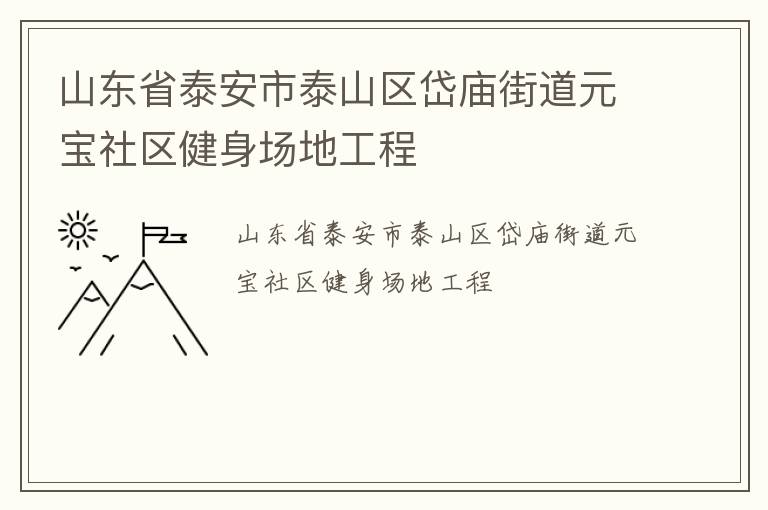 山东省泰安市泰山区岱庙街道元宝社区健身场地工程