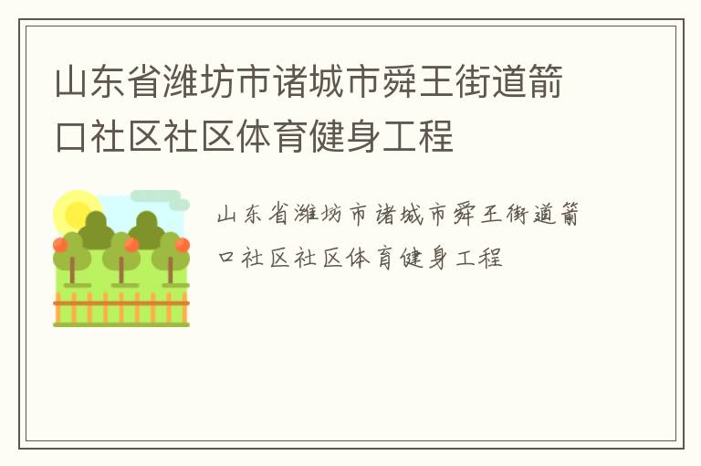 山东省潍坊市诸城市舜王街道箭口社区社区体育健身工程