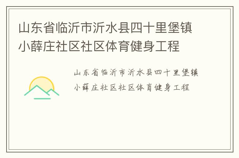 山东省临沂市沂水县四十里堡镇小薛庄社区社区体育健身工程