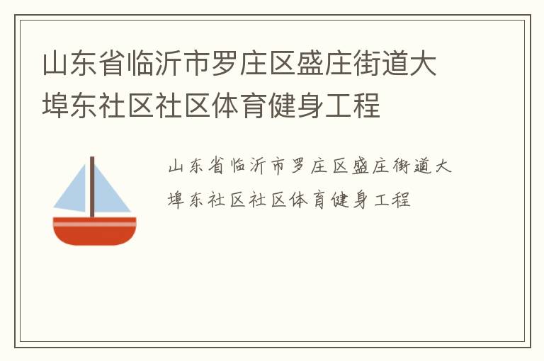 山东省临沂市罗庄区盛庄街道大埠东社区社区体育健身工程