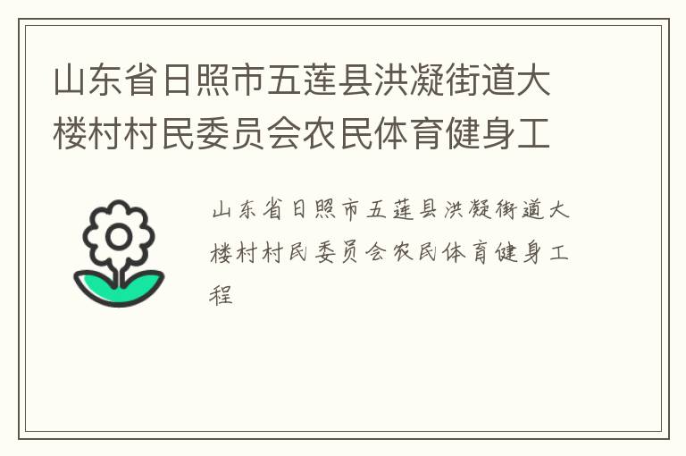 山东省日照市五莲县洪凝街道大楼村村民委员会农民体育健身工程
