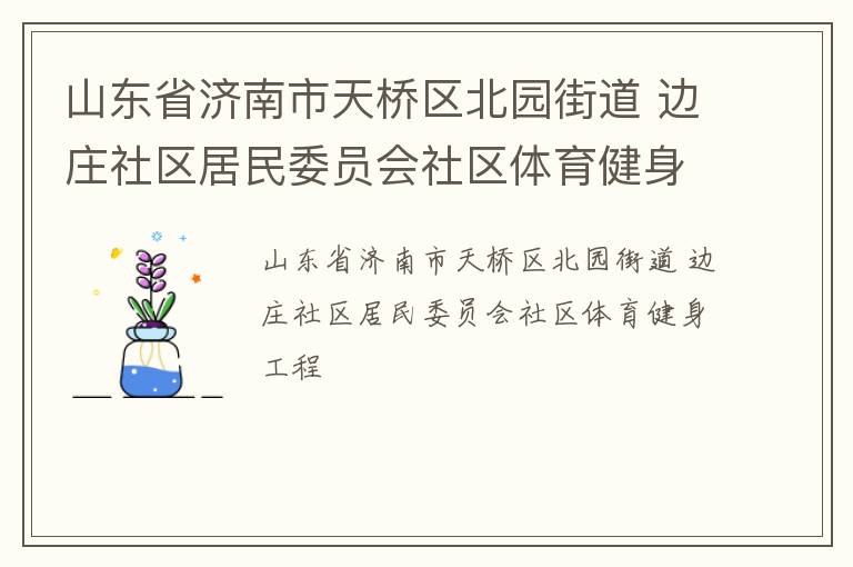 山东省济南市天桥区北园街道 边庄社区居民委员会社区体育健身工程