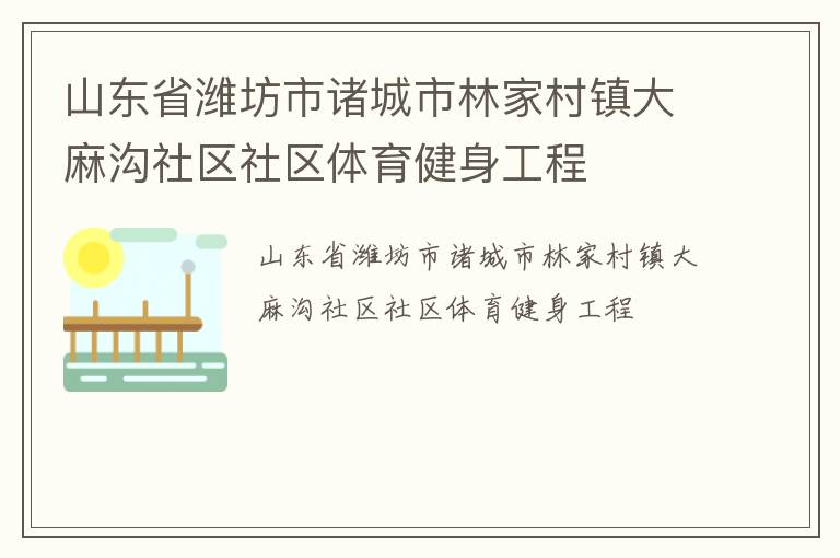 山东省潍坊市诸城市林家村镇大麻沟社区社区体育健身工程