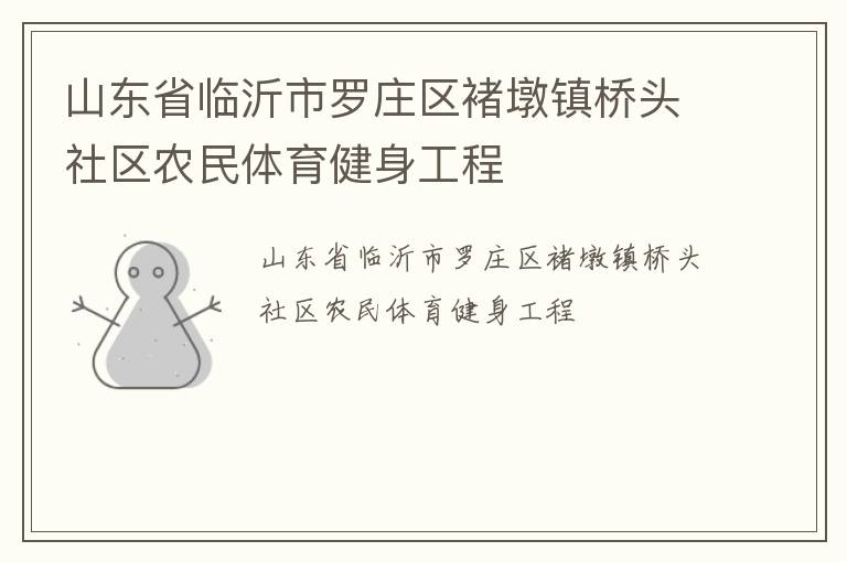 山东省临沂市罗庄区褚墩镇桥头社区农民体育健身工程