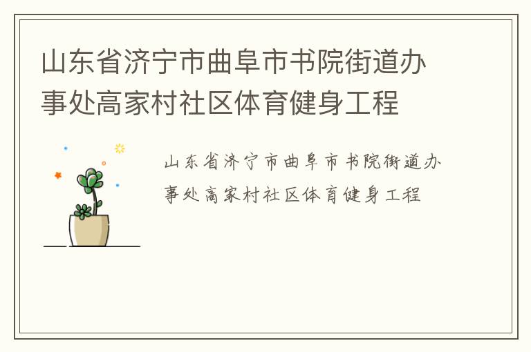 山东省济宁市曲阜市书院街道办事处高家村社区体育健身工程