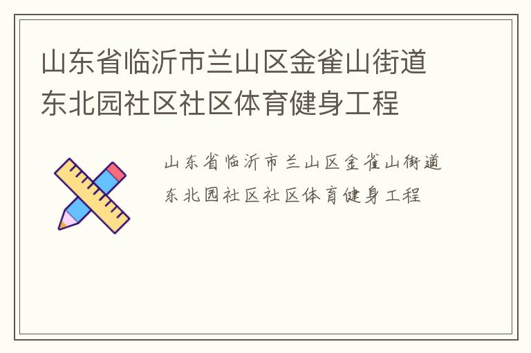 山东省临沂市兰山区金雀山街道东北园社区社区体育健身工程