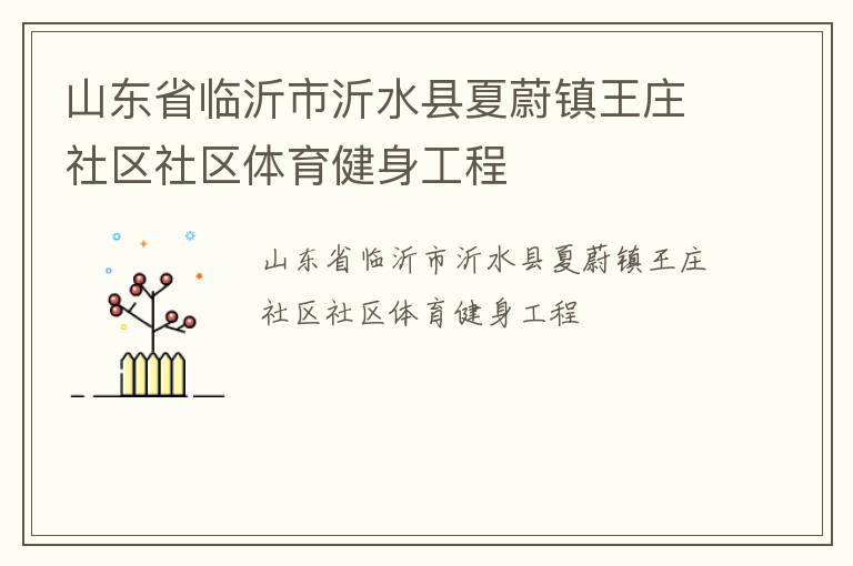 山东省临沂市沂水县夏蔚镇王庄社区社区体育健身工程