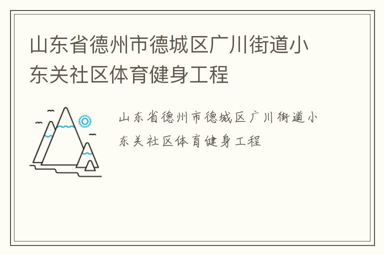 山东省德州市德城区广川街道小东关社区体育健身工程
