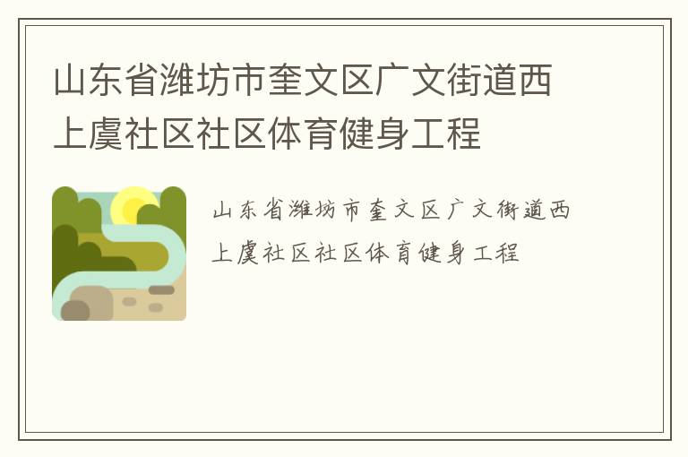 山东省潍坊市奎文区广文街道西上虞社区社区体育健身工程