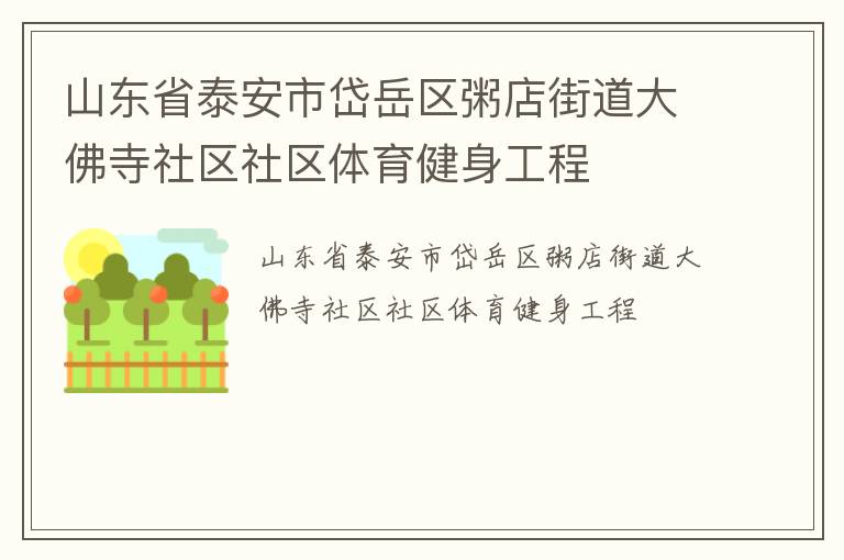 山东省泰安市岱岳区粥店街道大佛寺社区社区体育健身工程