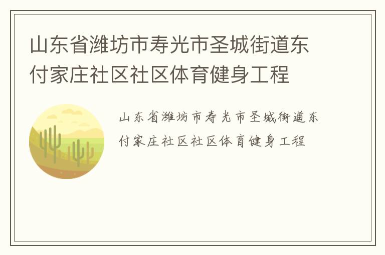 山东省潍坊市寿光市圣城街道东付家庄社区社区体育健身工程