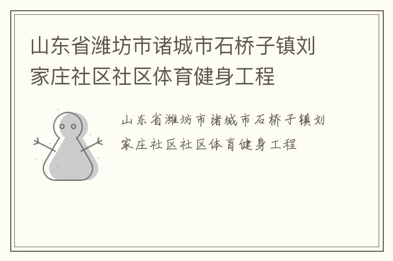 山东省潍坊市诸城市石桥子镇刘家庄社区社区体育健身工程