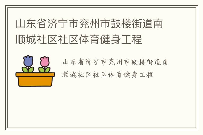 山东省济宁市兖州市鼓楼街道南顺城社区社区体育健身工程
