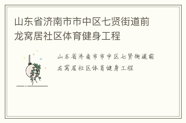 山东省济南市市中区七贤街道前龙窝居社区体育健身工程