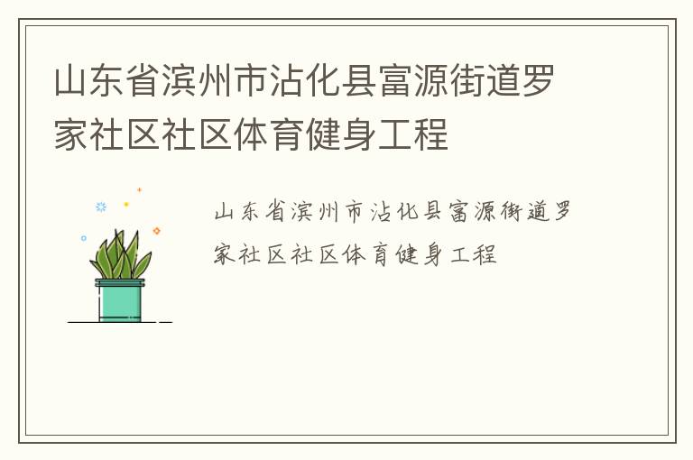 山东省滨州市沾化县富源街道罗家社区社区体育健身工程