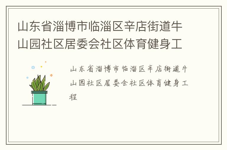 山东省淄博市临淄区辛店街道牛山园社区居委会社区体育健身工程