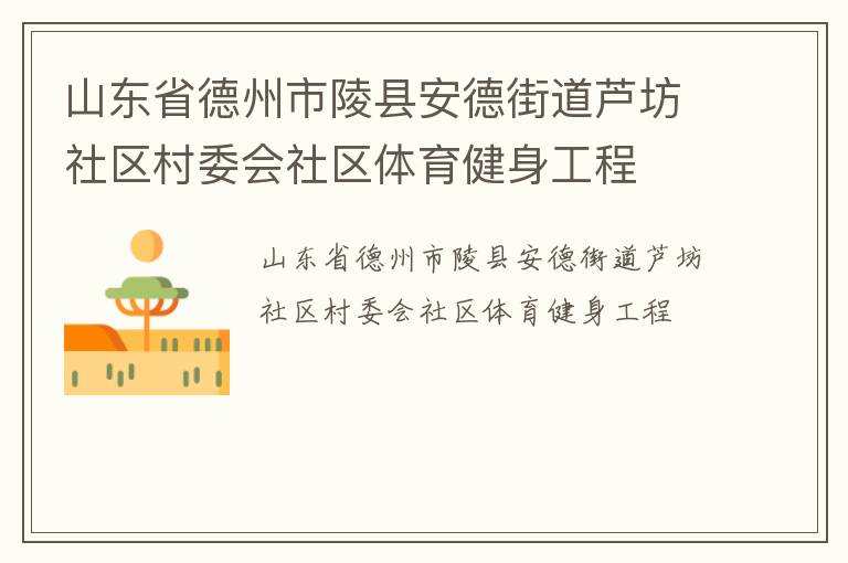 山东省德州市陵县安德街道芦坊社区村委会社区体育健身工程