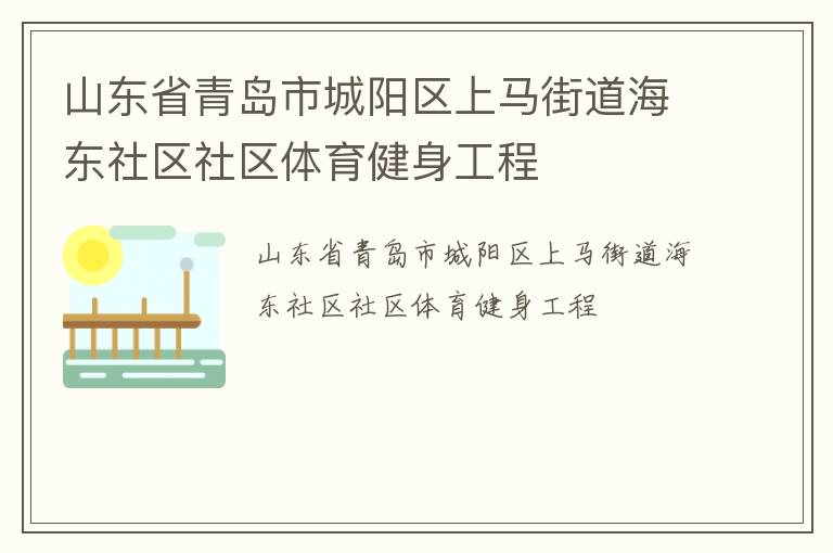 山东省青岛市城阳区上马街道海东社区社区体育健身工程