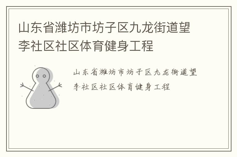 山东省潍坊市坊子区九龙街道望李社区社区体育健身工程