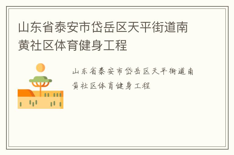 山东省泰安市岱岳区天平街道南黄社区体育健身工程