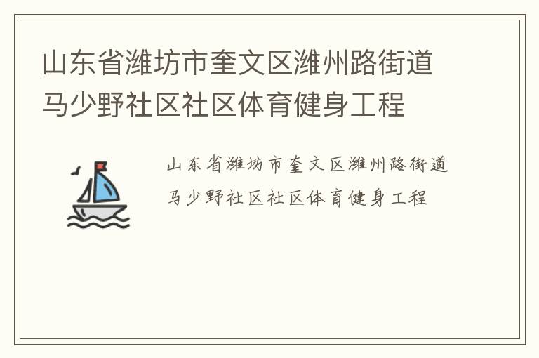 山东省潍坊市奎文区潍州路街道马少野社区社区体育健身工程