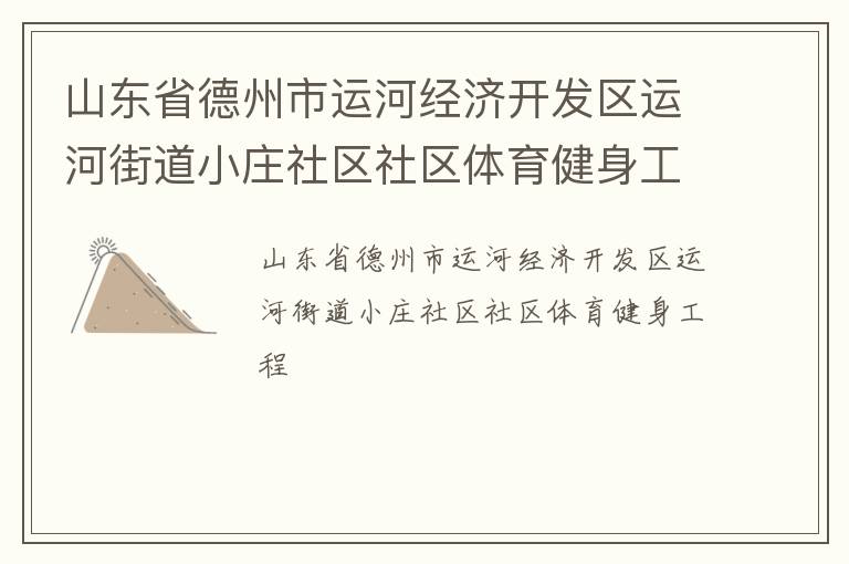 山东省德州市运河经济开发区运河街道小庄社区社区体育健身工程