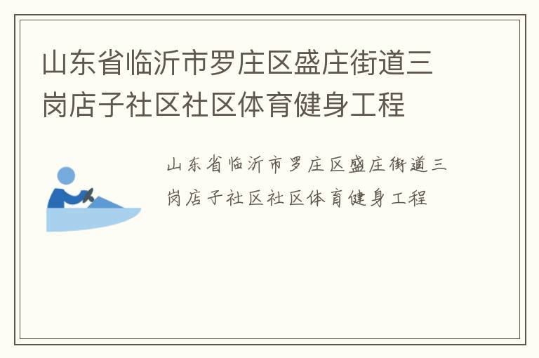 山东省临沂市罗庄区盛庄街道三岗店子社区社区体育健身工程
