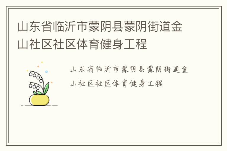 山东省临沂市蒙阴县蒙阴街道金山社区社区体育健身工程