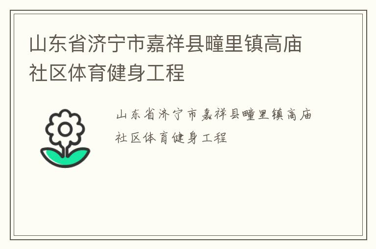 山东省济宁市嘉祥县疃里镇高庙社区体育健身工程