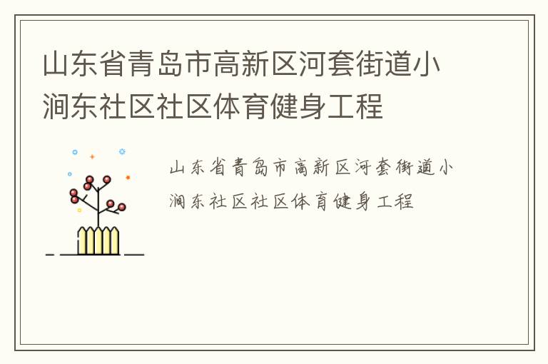 山东省青岛市高新区河套街道小涧东社区社区体育健身工程