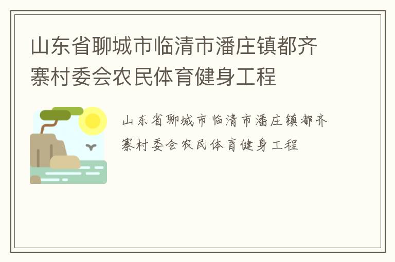 山东省聊城市临清市潘庄镇都齐寨村委会农民体育健身工程
