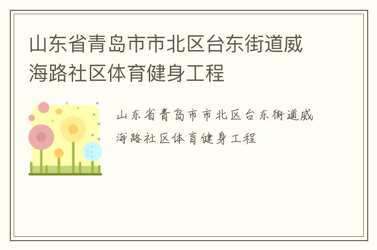 山东省青岛市市北区台东街道威海路社区体育健身工程