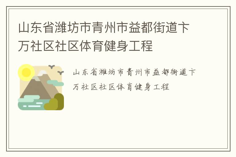 山东省潍坊市青州市益都街道卞万社区社区体育健身工程
