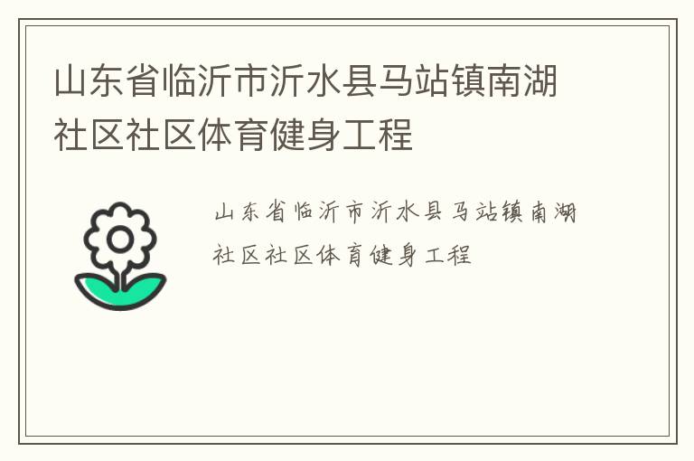 山东省临沂市沂水县马站镇南湖社区社区体育健身工程